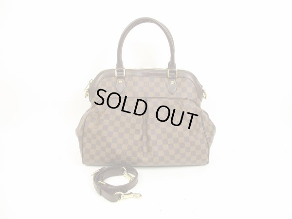 Photo1: LOUIS VUITTON Damier Leather Brown Hand Bag With Strap Trevi GM #4437