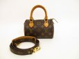 Photo1: LOUIS VUITTON Monogram Leather Brown Hand Bag Mini Speedy w/Strap #4452 (1)