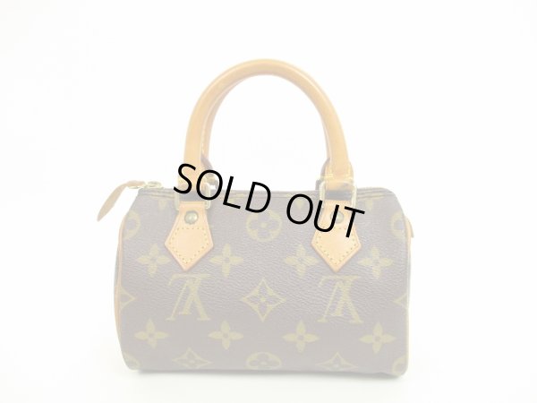 Photo2: LOUIS VUITTON Monogram Leather Brown Hand Bag Mini Speedy w/Strap #4452