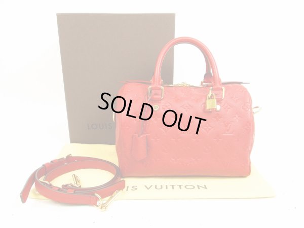 Photo1: LOUIS VUITTON Leather Empreinte Red Hand Bag Speedy 25 Bandouliere #4460