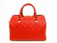 Photo2: LOUIS VUITTON Leather Empreinte Red Hand Bag Speedy 25 Bandouliere #4460 (2)