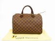 Photo1: LOUIS VUITTON Damier Leather Brown Hand Bag Purse Speedy30 #4470 (1)