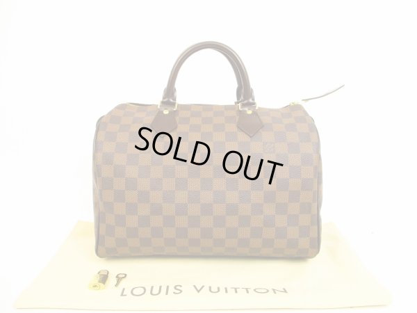 Photo1: LOUIS VUITTON Damier Leather Brown Hand Bag Purse Speedy30 #4470