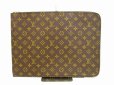 Photo1: LOUIS VUITTON Monogram Leather Brown Clutch Bag Document Case Purse #4486 (1)