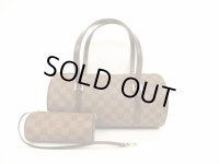 VUITTON Damier Leather Brown Hand Bag Papillon30 With Pouch #4490