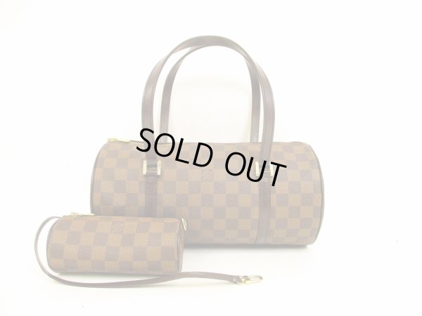 Photo1: VUITTON Damier Leather Brown Hand Bag Papillon30 With Pouch #4490