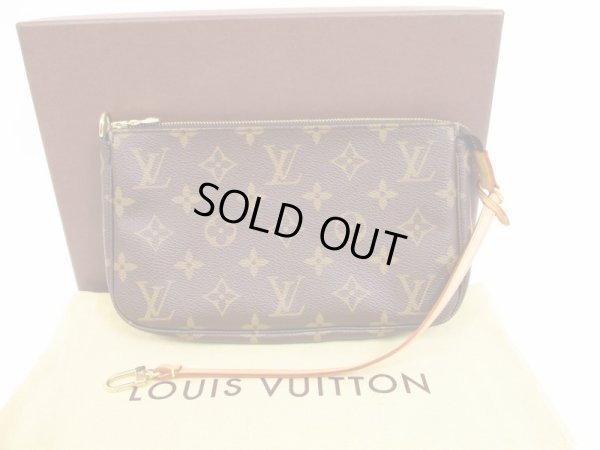 Photo1: LOUIS VUITTON Monogram Leather Brown Accessories Pouch Pochette #4493