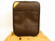 Photo1: LOUIS VUITTON Monogram Leather Brown Carry-on Bag Travel Bag Pegase 45 #4497 (1)