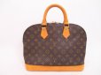 Photo1: LOUIS VUITTON Monogram Leather Brown Hand Bag Purse Alma #4501 (1)