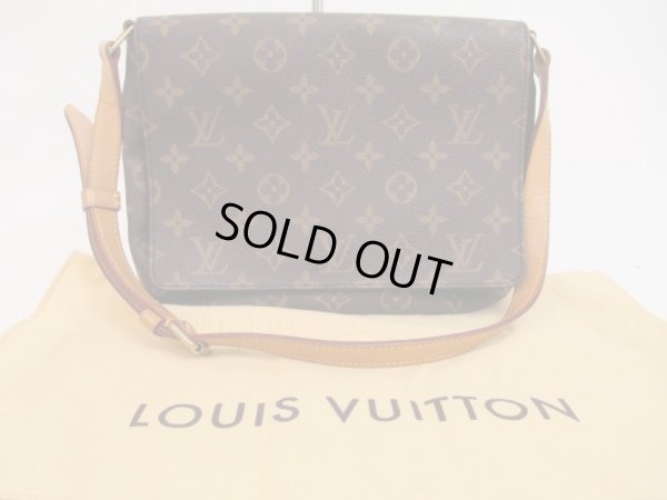 Photo1: LOUIS VUITTON Monogram Leather Brown Shoulder Bag Musette Tango Short #4502