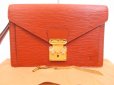 Photo1: LOUIS VUITTON Epi Leather Brown Clutch Bag Sellier Dragonne #4503 (1)