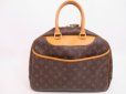 Photo1: LOUIS VUITTON Monogram Leather Brown Hand Bag Purse Deauville #4511 (1)