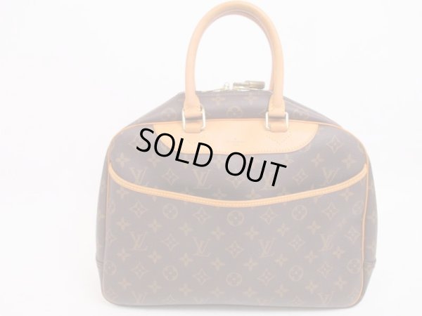 Photo1: LOUIS VUITTON Monogram Leather Brown Hand Bag Purse Deauville #4511