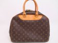 Photo2: LOUIS VUITTON Monogram Leather Brown Hand Bag Purse Deauville #4511 (2)