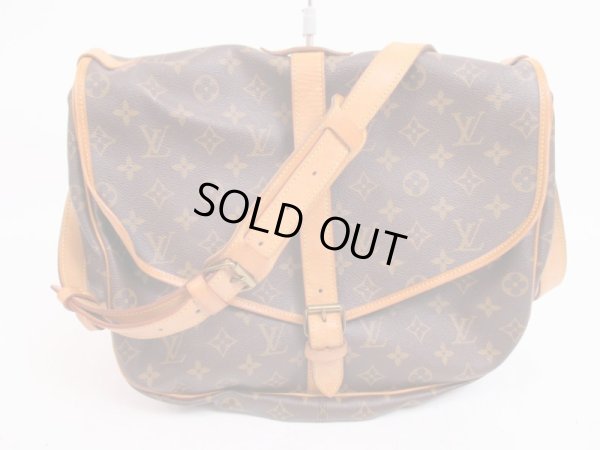 Photo1: LOUIS VUITTON Monogram Leather Brown Cross-body Bag Saumur 35 #4514