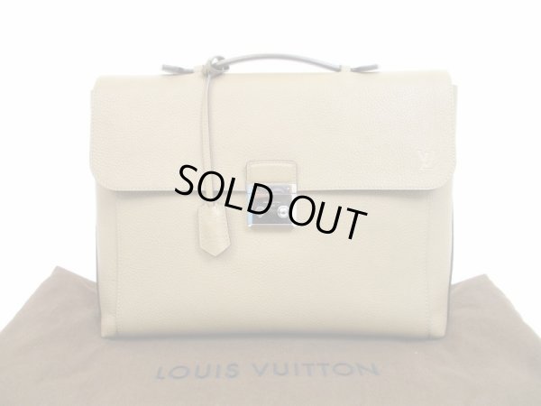 Photo1: LOUIS VUITTON Taurillon Leather Gray Briefcase Serviette Dorian #4518