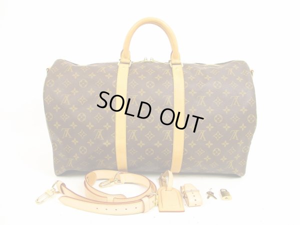 Photo1: LOUIS VUITTON Monogram Leather Brown Gym Bag Keepall 50 Bandouliere #4525