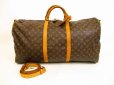 Photo1: LOUIS VUITTON Monogram Leather Brown Gym Bag Keepall 60 Bandouliere #4536 (1)