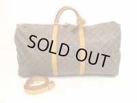 LOUIS VUITTON Monogram Leather Brown Gym Bag Keepall 60 Bandouliere #4536