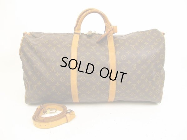 Photo1: LOUIS VUITTON Monogram Leather Brown Gym Bag Keepall 60 Bandouliere #4536