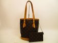 Photo1: LOUIS VUITTON Monogram Leather Brown Tote Bag Petite Bucket w/Pouch #4556 (1)