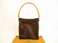 Photo1: LOUIS VUITTON Monogram Leather Brown Shoulder Bag Looping GM #4568 (1)