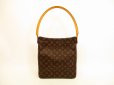 Photo2: LOUIS VUITTON Monogram Leather Brown Shoulder Bag Looping GM #4568 (2)