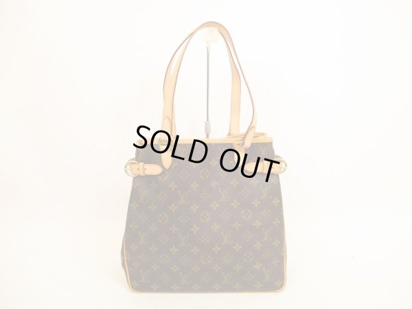 Photo1: LOUIS VUITTON Monogram Leather Brown Tote Bag Batignolles Vertical #4570