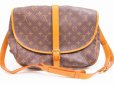 Photo1: LOUIS VUITTON Monogram Leather Brown Cross-body Bag Saumur 35 #4579 (1)