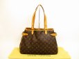 Photo1: LOUIS VUITTON Monogram Leather Brown Tote Bag Batignolles Horizontal #4592 (1)