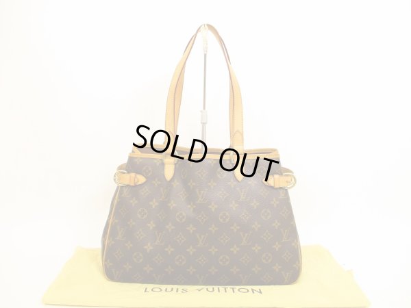 Photo1: LOUIS VUITTON Monogram Leather Brown Tote Bag Batignolles Horizontal #4592