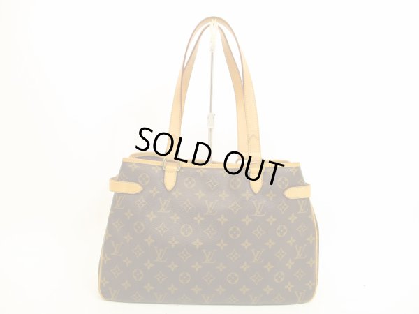 Photo2: LOUIS VUITTON Monogram Leather Brown Tote Bag Batignolles Horizontal #4592