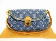 Photo1: LOUIS VUITTON Monogram Denim Blue Shoulder Bag Pouch Mini Pleaty #4599 (1)