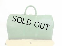 LOUIS VUITTON Epi Leather Green Duffle&Gym Bag Hand Bag Keepall 50 #4607