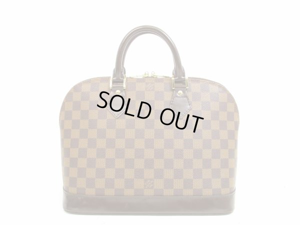 Photo1: LOUIS VUITTON Damier Leather Brown Hand Bag Purse Alma PM #4616