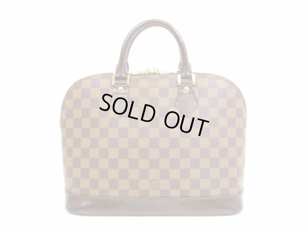 Photo2: LOUIS VUITTON Damier Leather Brown Hand Bag Purse Alma PM #4616