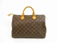 Photo2: LOUIS VUITTON Monogram Leather Brown Hand Bag Purse Speedy35 #4628 (2)