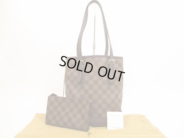 Photo1: LOUIS VUITTON Damier Leather Brown Tote&Shoppers Marais w/Pouch #4638