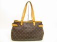 Photo1: LOUIS VUITTON Monogram Leather Brown Tote Bag Batignolles Horizontal #4639 (1)