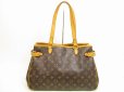 Photo2: LOUIS VUITTON Monogram Leather Brown Tote Bag Batignolles Horizontal #4639 (2)