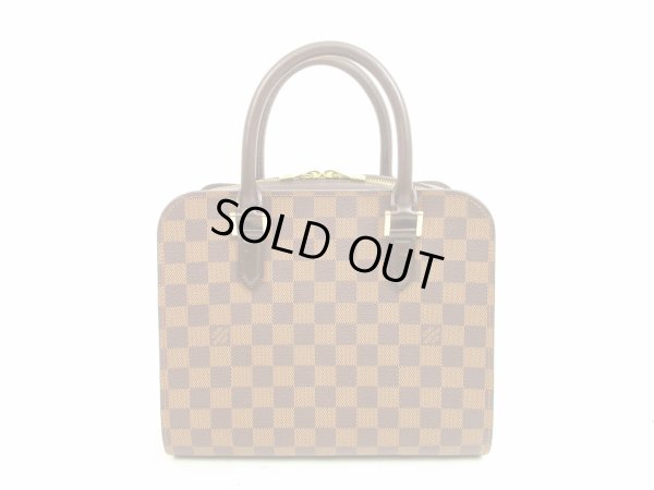 Photo1: LOUIS VUITTON Damier Leather Brown Hand Bag Purse Triana #4686