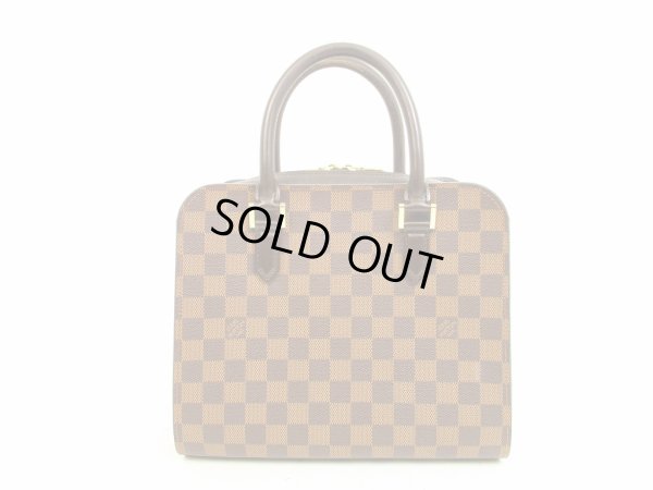 Photo2: LOUIS VUITTON Damier Leather Brown Hand Bag Purse Triana #4686