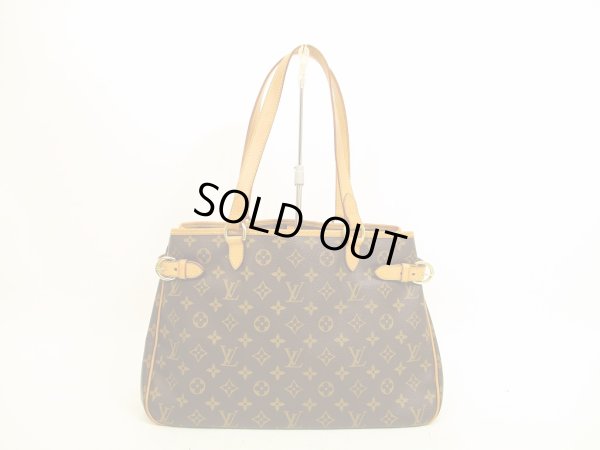 Photo1: LOUIS VUITTON Monogram Leather Brown Tote Bag Batignolles Horizontal #4693