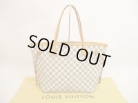 LOUIS VUITTON Azur Leather White Tote&Shoppers Bag Neverfull MM #4694