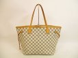 Photo2: LOUIS VUITTON Azur Leather White Tote&Shoppers Bag Neverfull MM #4694 (2)