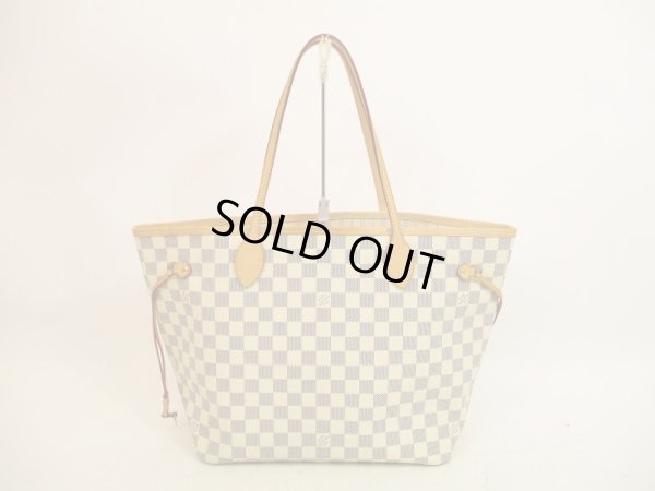 Photo2: LOUIS VUITTON Azur Leather White Tote&Shoppers Bag Neverfull MM #4694