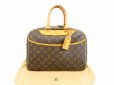 Photo1: LOUIS VUITTON Monogram Leather Brown Hand Bag Boring Vanity Deauville #4728 (1)