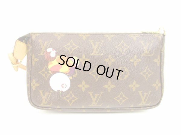 Photo2: LOUIS VUITTON Monogram Leather Brown Murakami Panda Accessories Pouch #4732