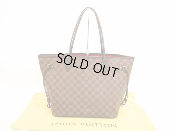 Photo1: LOUIS VUITTON Damier Leather Brown Tote&Shoppers Neverfull MM #4733