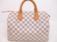 Photo2: LOUIS VUITTON Damier Azur Leather White Hand Bag Purse Speedy30 #4737 (2)